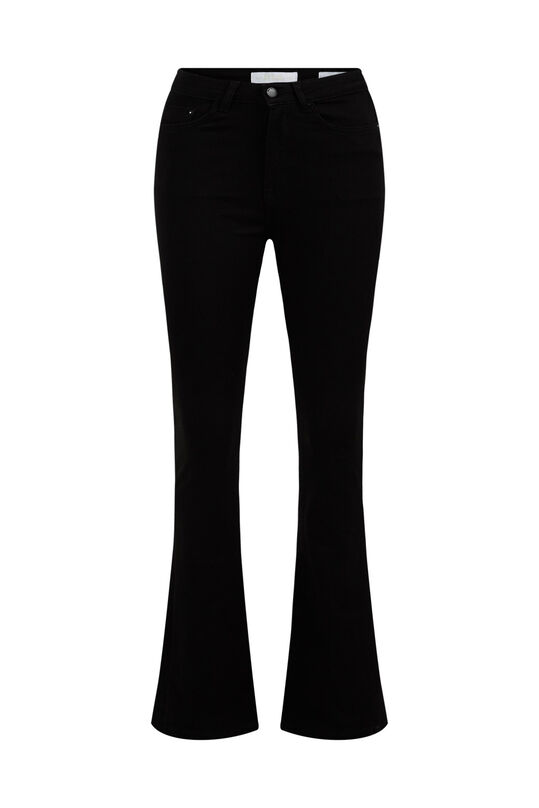 Damen-Flared-Jeans mit hoher Taille und Stretch – Curve, Schwarz