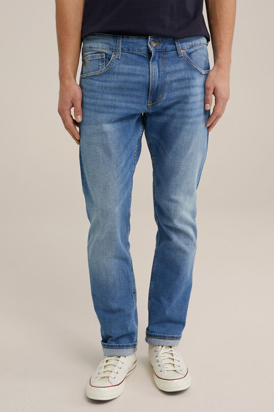Herren-Regular-Fit-Jeans mit Medium-Stretch, Hellblau