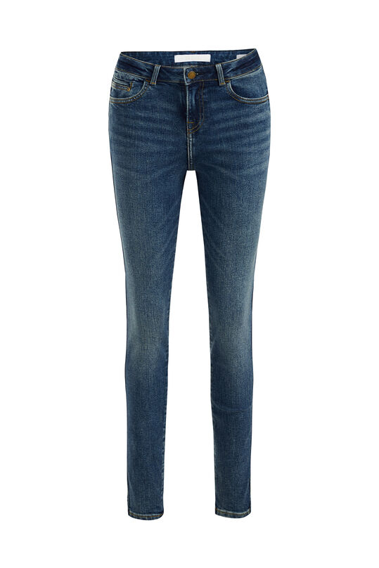 Damen-Skinny-Jeans mit normaler Bundhöhe und Super-Stretch, Dunkelblau